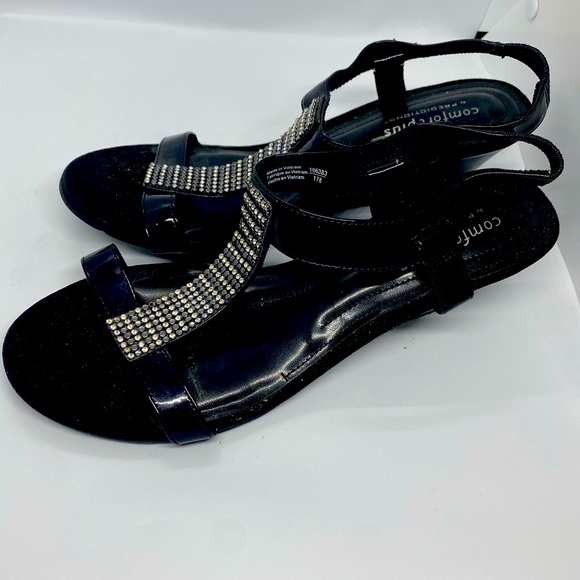 Black Sequined Sandals - Picture 1 of 2